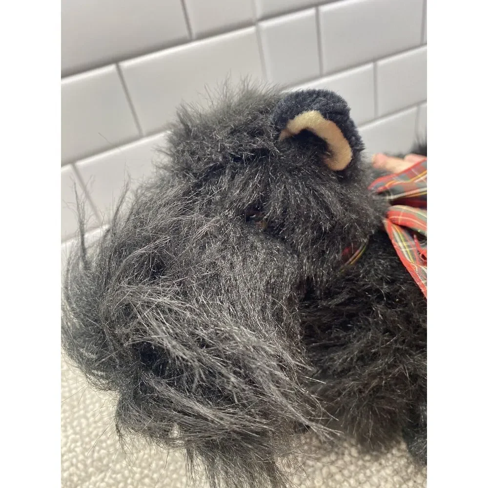 Emotions‎ VTG Scottie Terrier Plush Puppy Dog Tush Tag Attached Black W Bow HG3